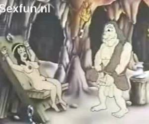 Sprookje getekend in een tot een porno cartoon, grappig kortfilmpje